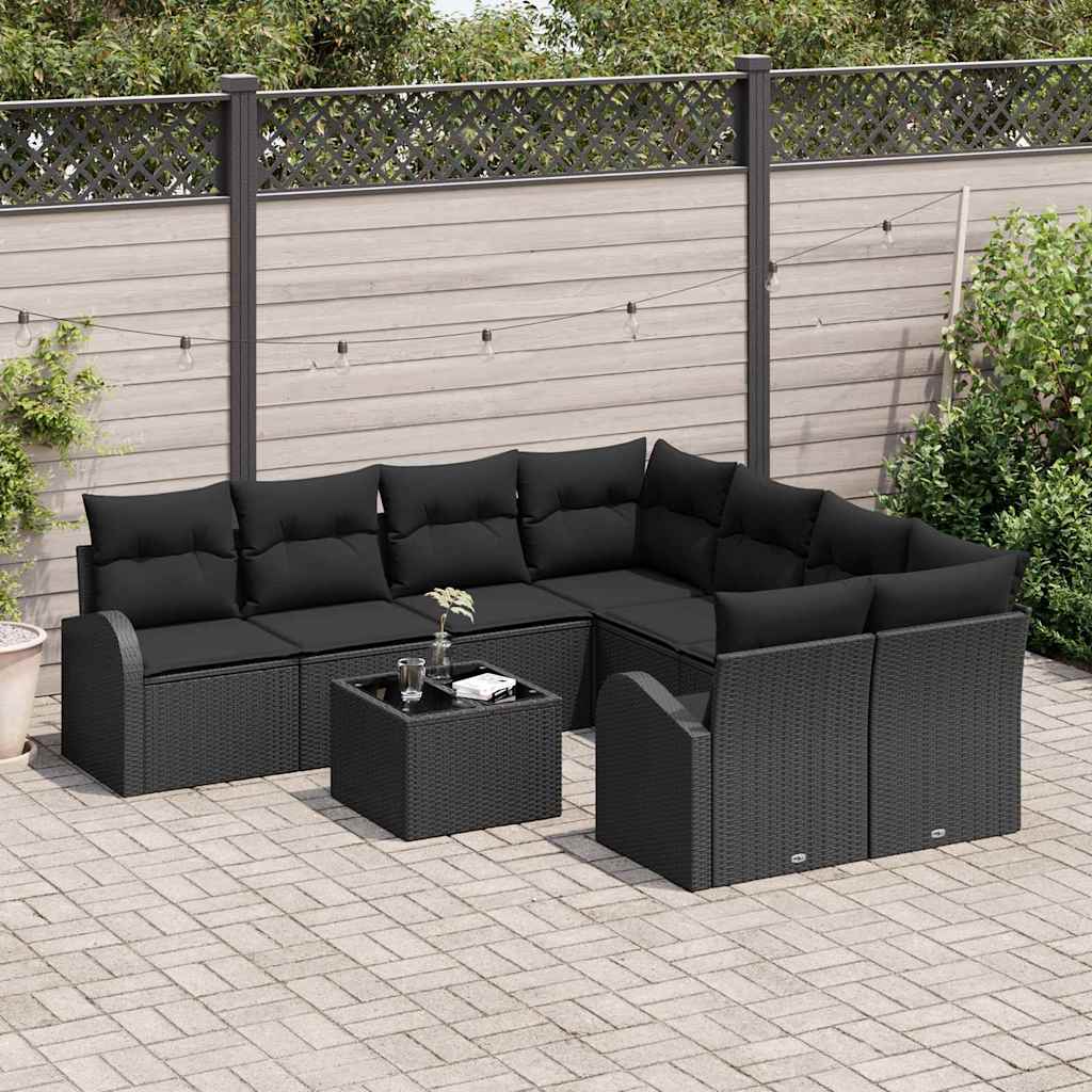 Set Divano da Giardino Nero 55 x 55 x 37 cm polyrattan | homemem39