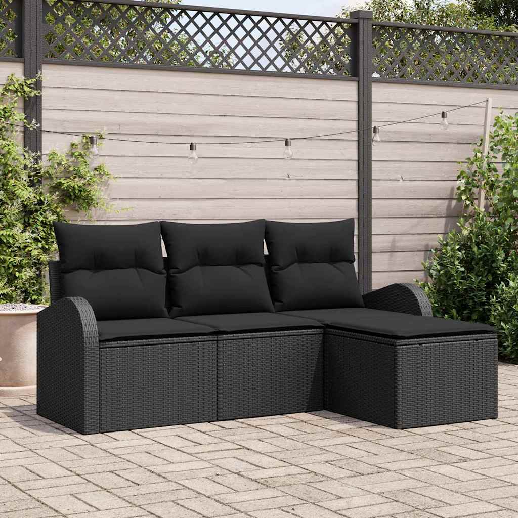 Set Divano da Giardino Nero polyrattan | homemem39