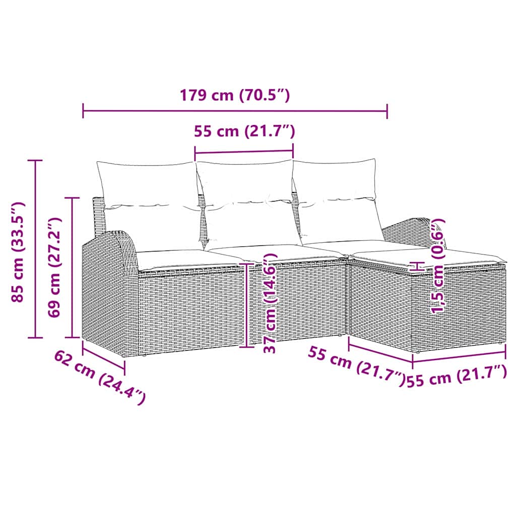 Set Divano da Giardino Nero polyrattan | homemem39