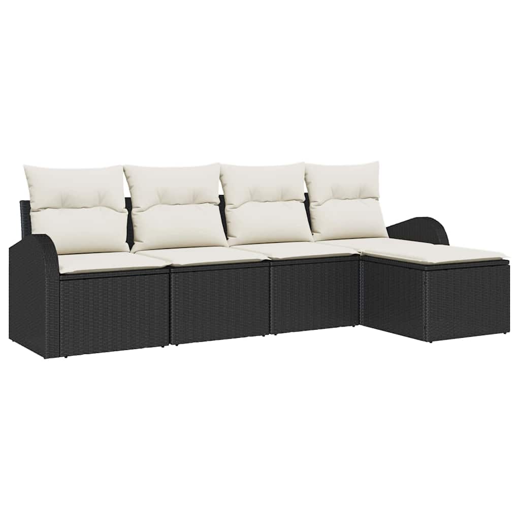 Set Divano da Giardino 5 pcs Nero polyrattan | homemem39