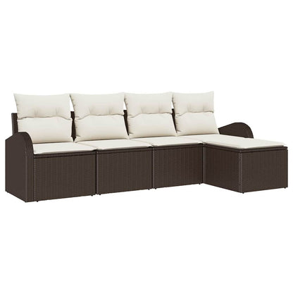Set Divano da Giardino 5 pcs Marrone polyrattan | homemem39