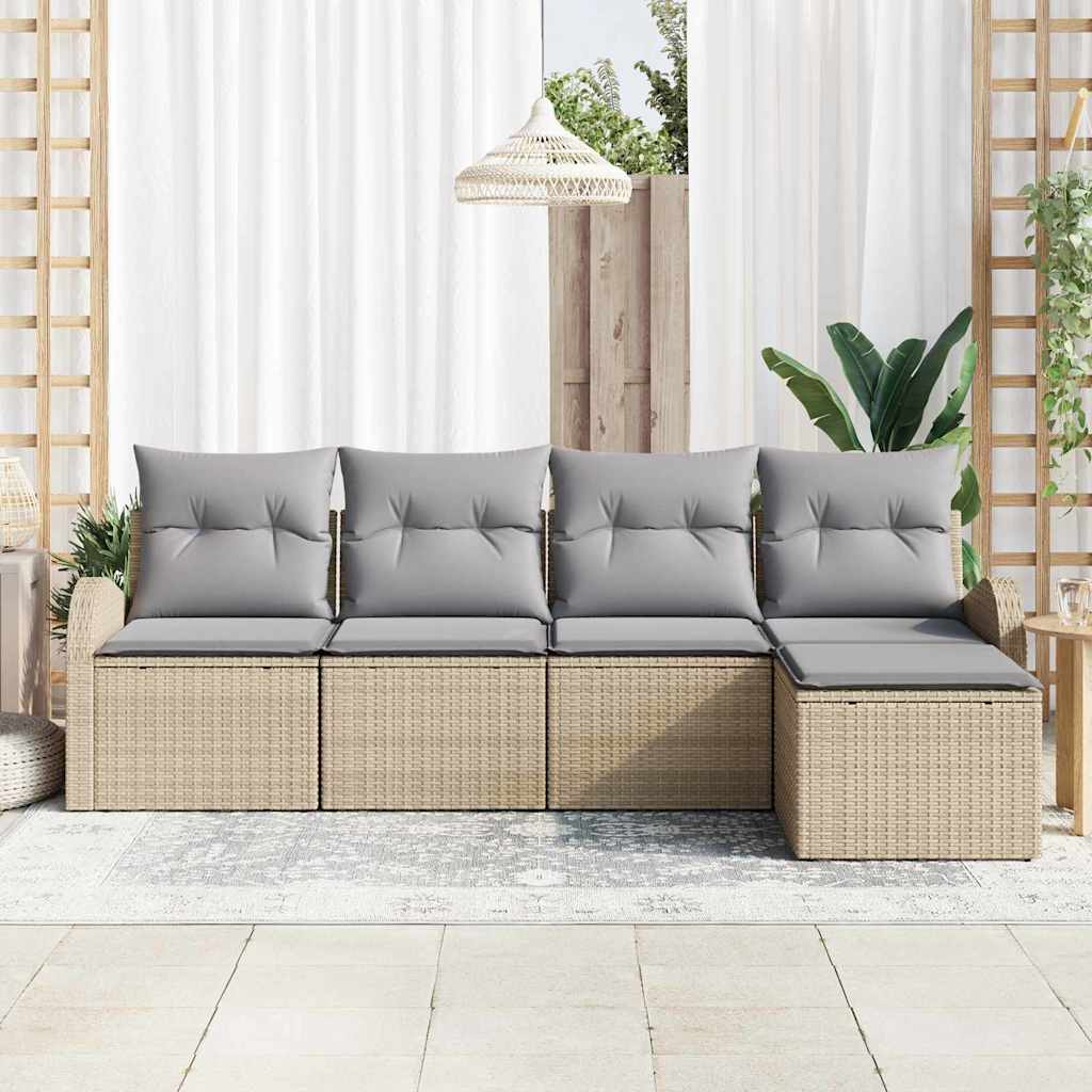 Set Divano da Giardino 5 pcs Beige polyrattan | homemem39