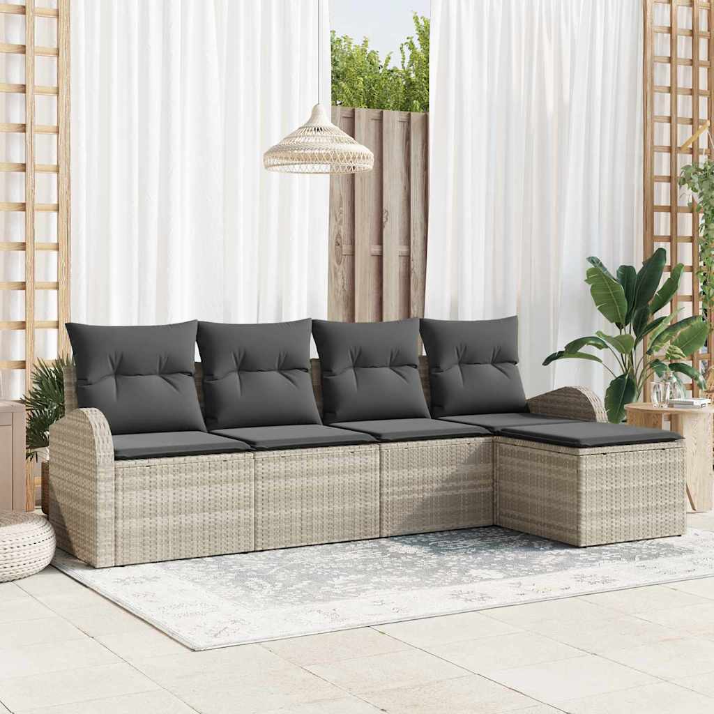 Set Divano da Giardino 5 pcs Grigio chiaro polyrattan | homemem39