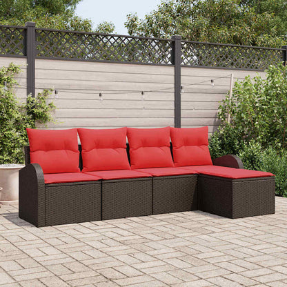 Set Divano da Giardino 5 pcs Marrone polyrattan | homemem39
