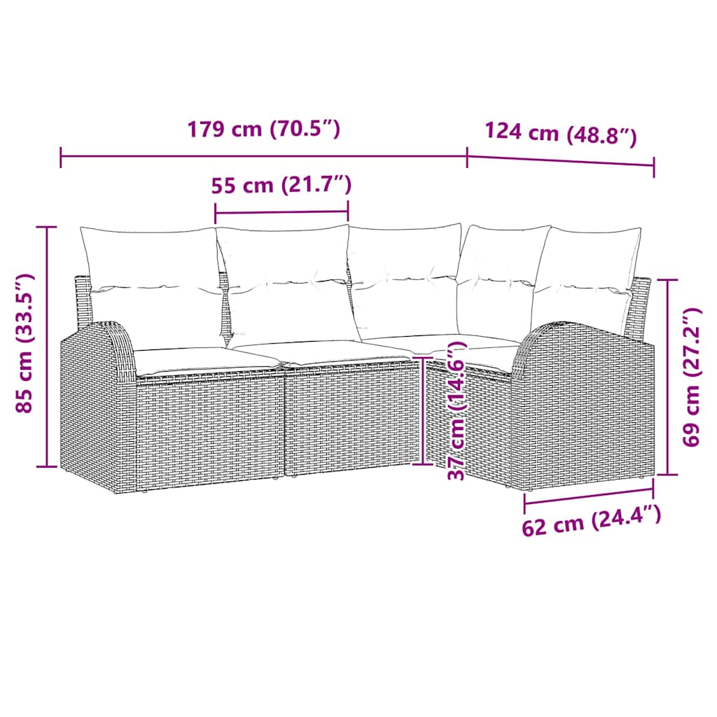 Set Divano da Giardino Marrone polyrattan | homemem39