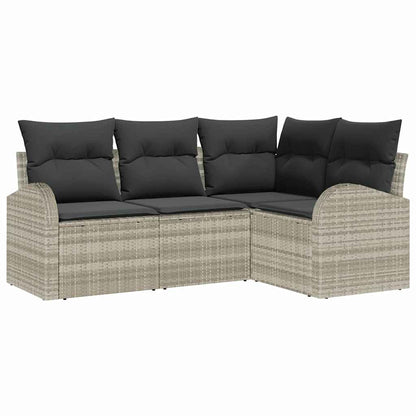 Set Divano da Giardino 4 pcs Grigio chiaro polyrattan | homemem39