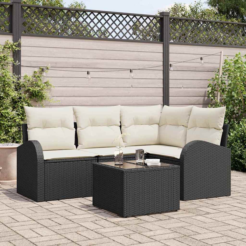 Set Divano da Giardino 5 pz Nero polyrattan | homemem39