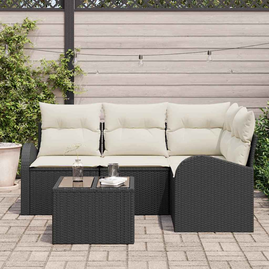 Set Divano da Giardino 5 pz Nero polyrattan | homemem39