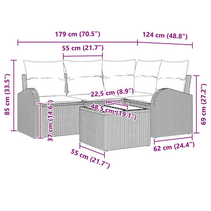 Set Divano da Giardino Marrone polyrattan | homemem39