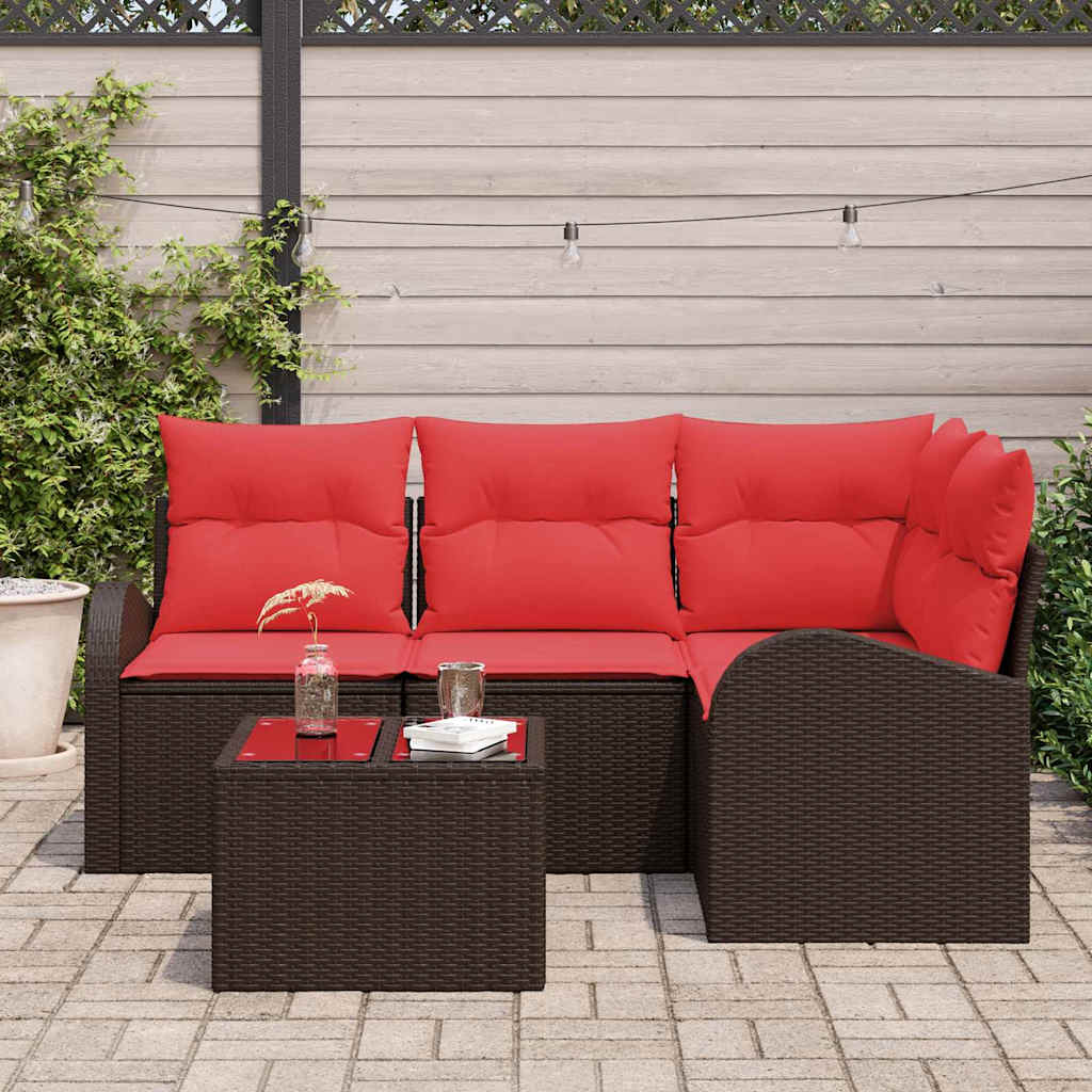 Set Divano da Giardino 5 pcs Marrone polyrattan | homemem39