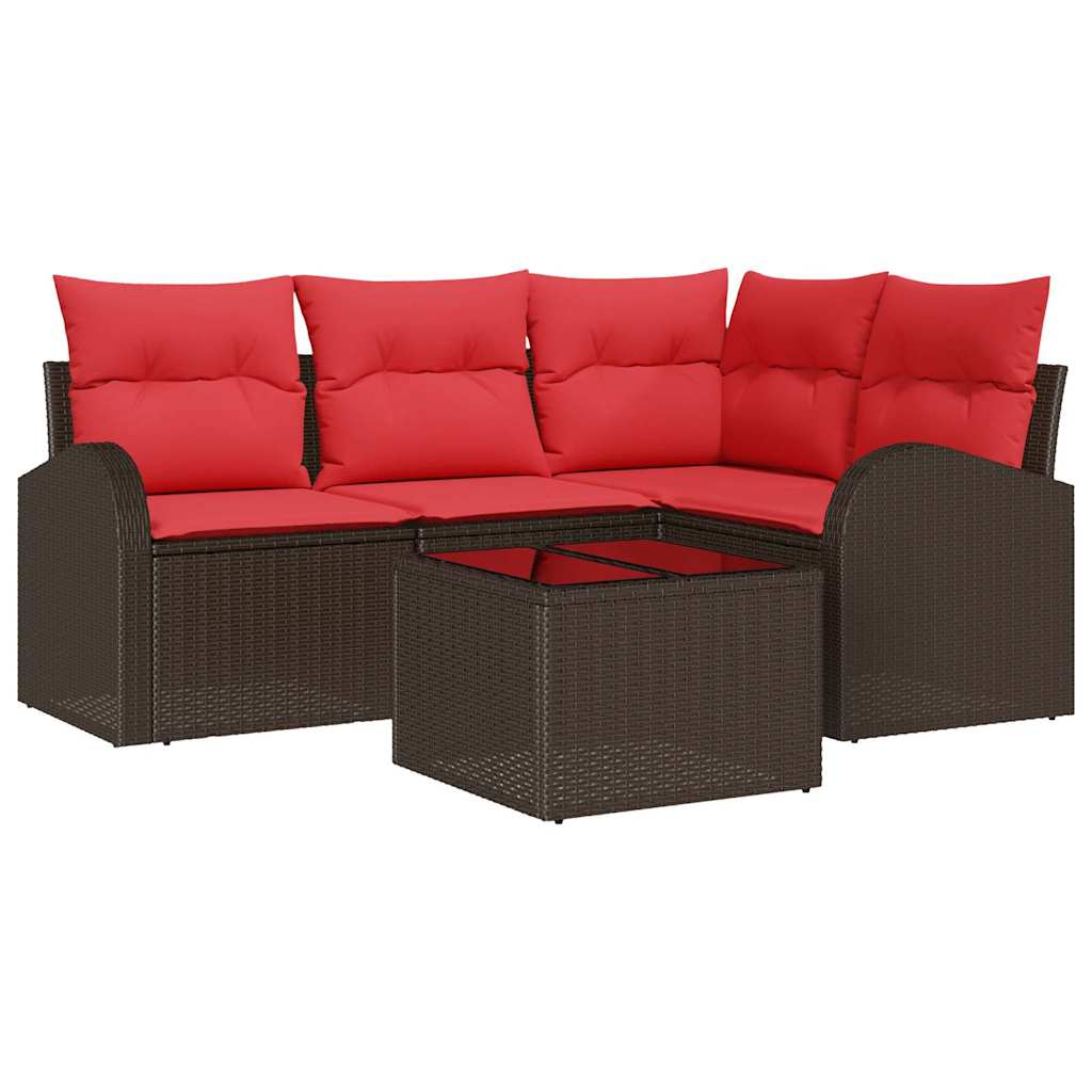 Set Divano da Giardino 5 pcs Marrone polyrattan | homemem39