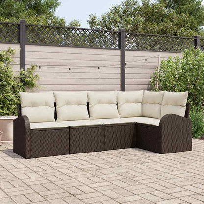 Set di divani con cuscino 5 pcs Marrone Poliestere | homemem39