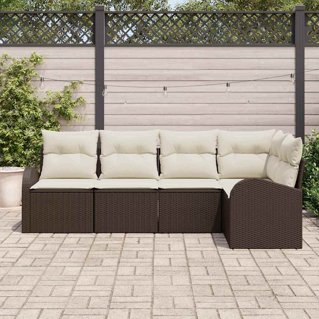 Set di divani con cuscino 5 pcs Marrone Poliestere | homemem39
