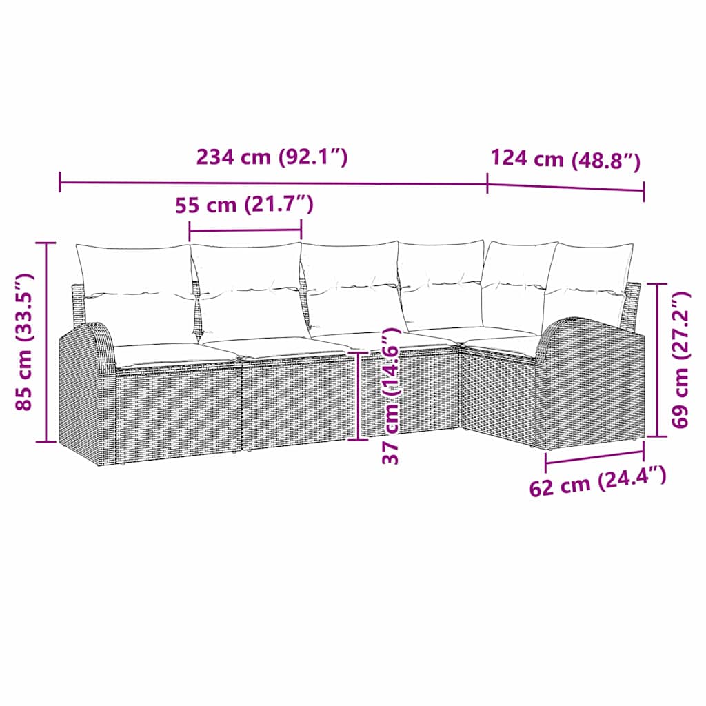 Set di divani con cuscino Grigio chiaro Poliestere | homemem39