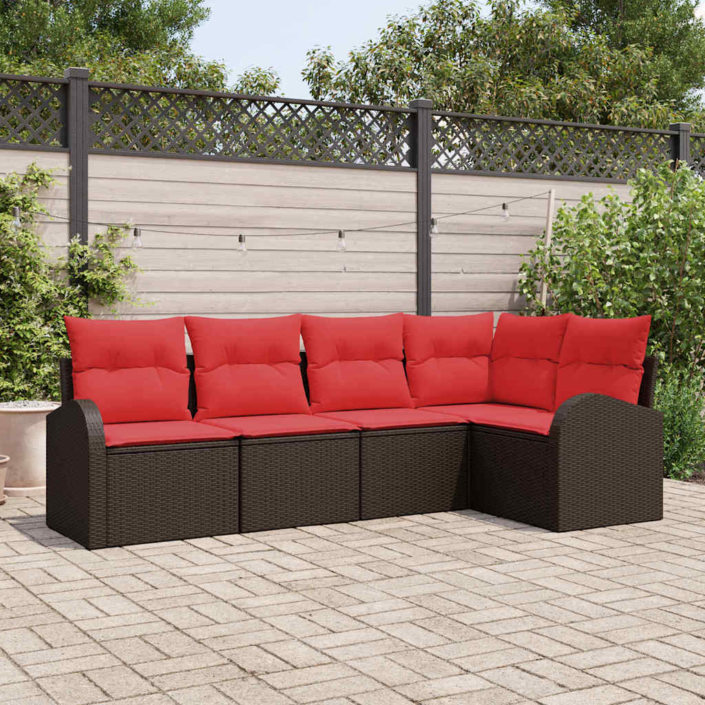 Set Divano da Giardino 5 pcs Marrone polyrattan | homemem39