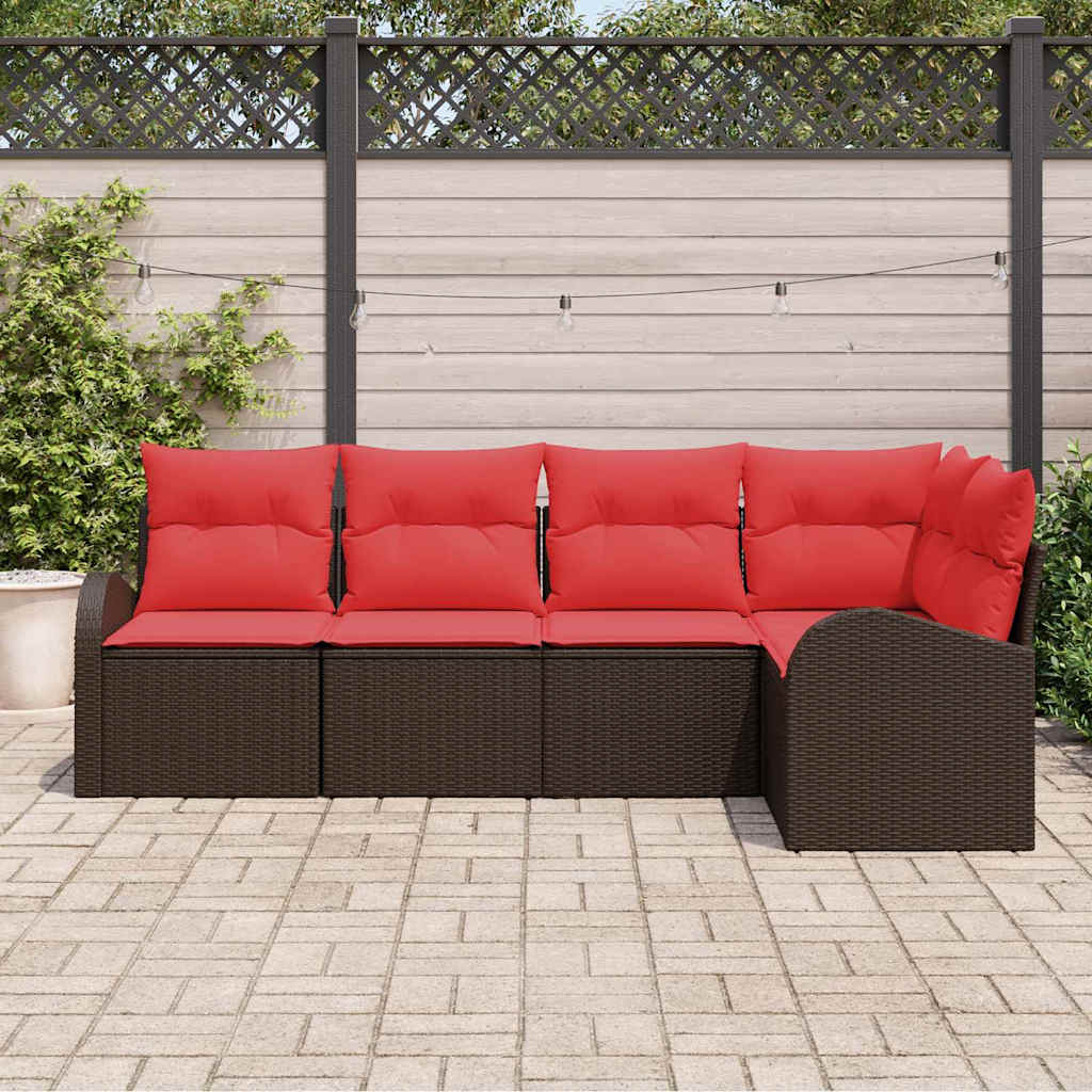 Set Divano da Giardino 5 pcs Marrone polyrattan | homemem39