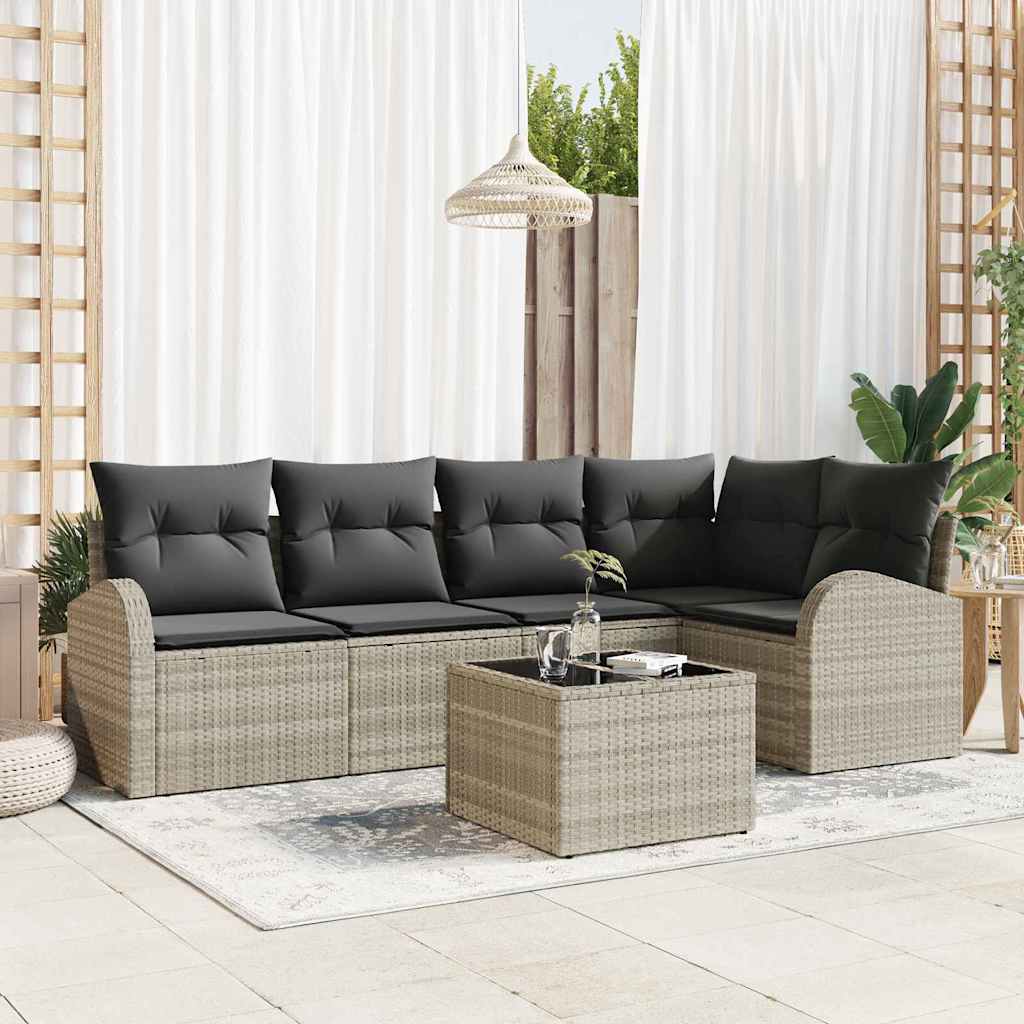 Set di divani con cuscino 6 pcs Grigio chiaro Poliestere | homemem39