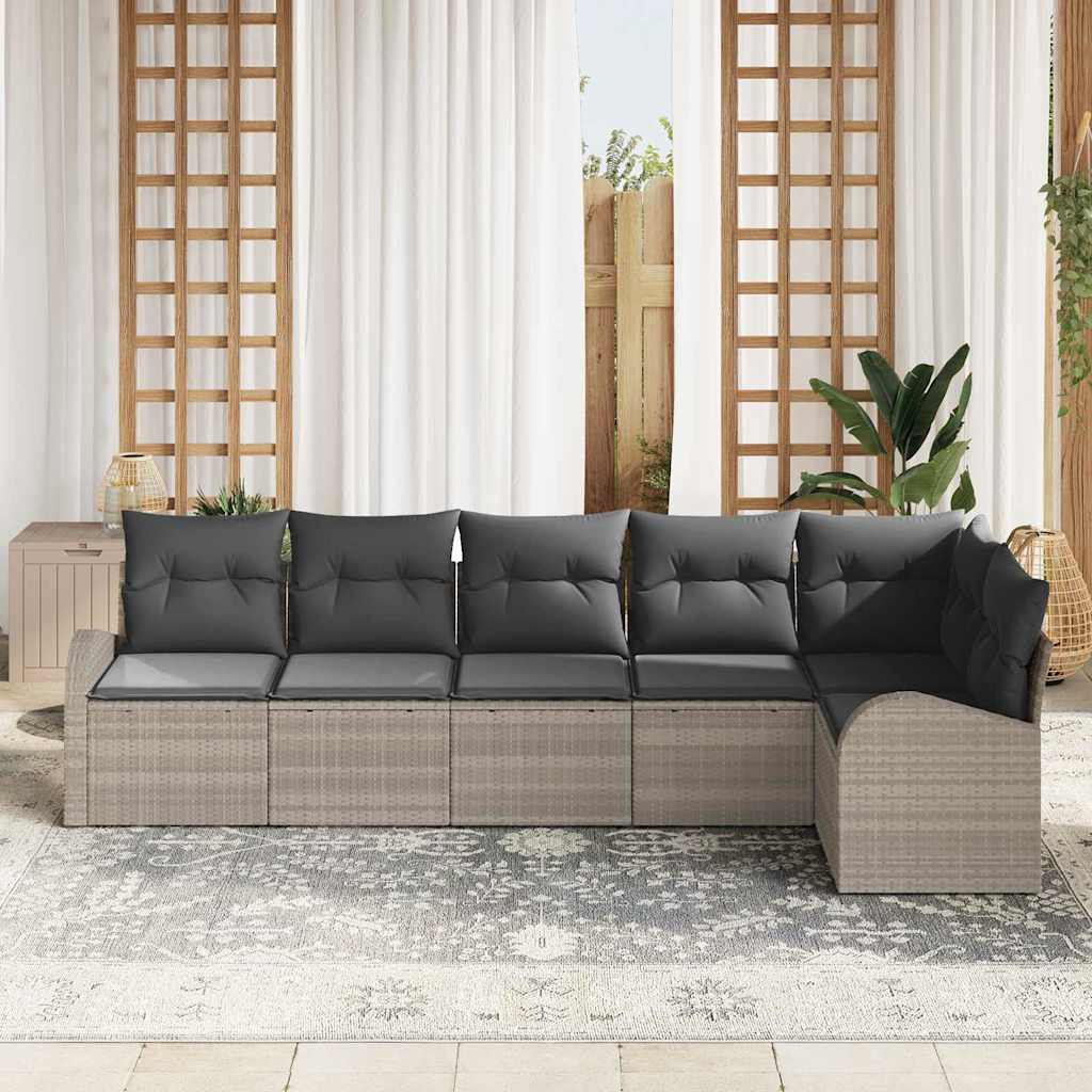 Set Divano da Giardino 6 pcs Grigio chiaro Poly Rattan | homemem39