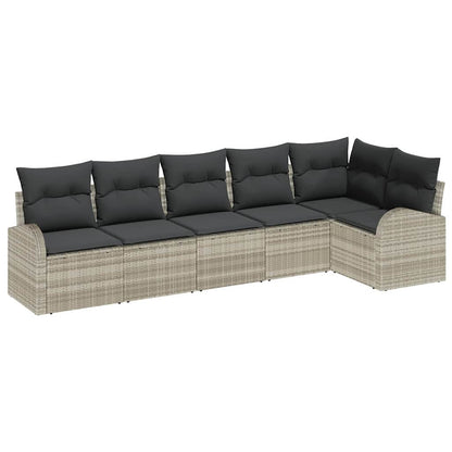 Set Divano da Giardino 6 pcs Grigio chiaro Poly Rattan | homemem39