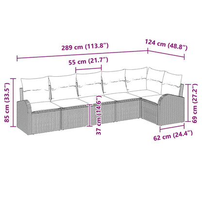 Set Divano da Giardino 6 pcs Grigio chiaro Poly Rattan | homemem39