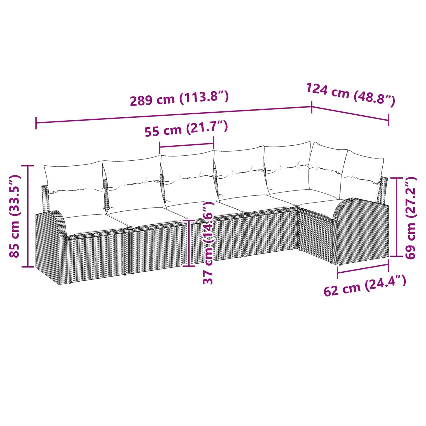 Set Divano da Giardino Marrone polyrattan | homemem39