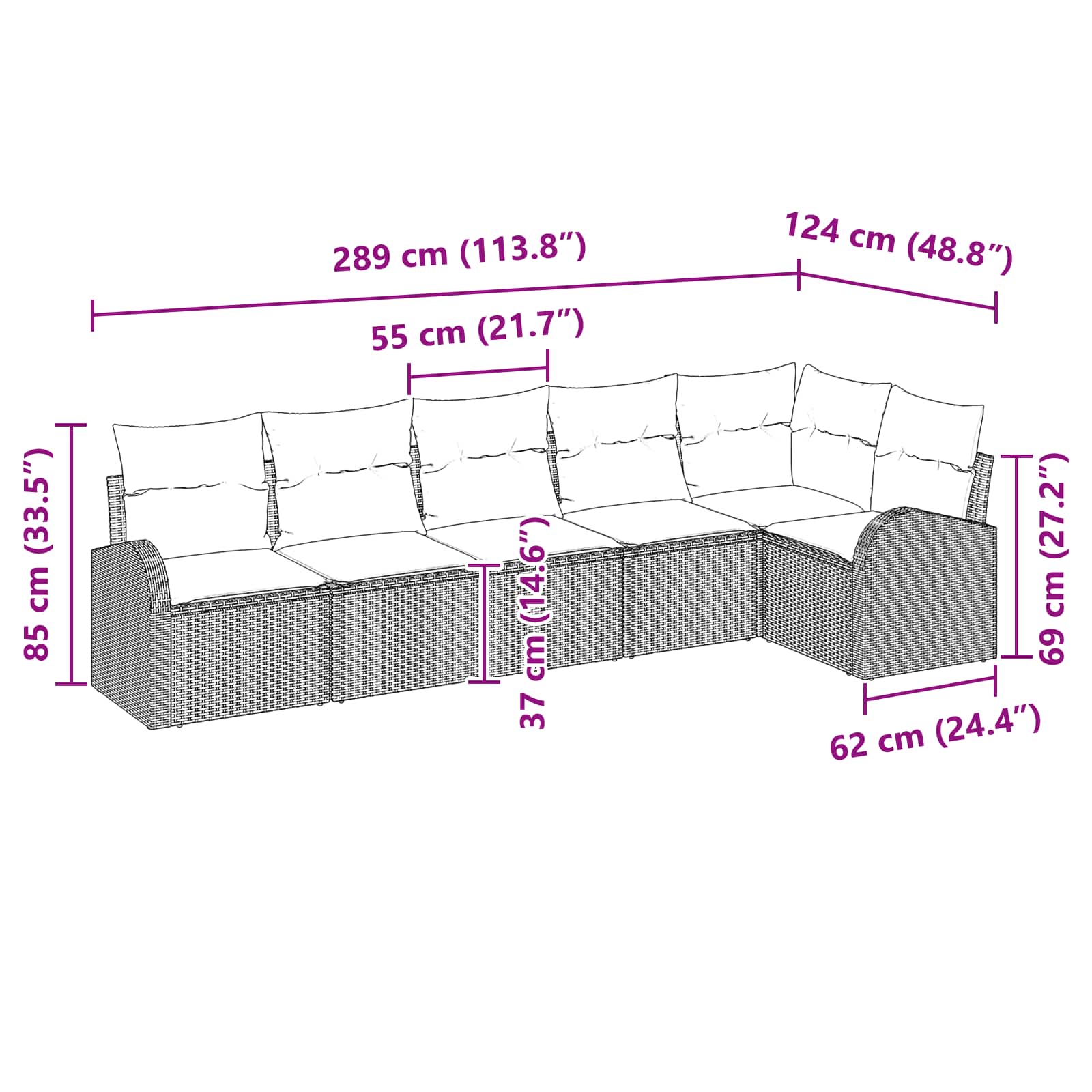 Set Divano da Giardino Marrone polyrattan | homemem39