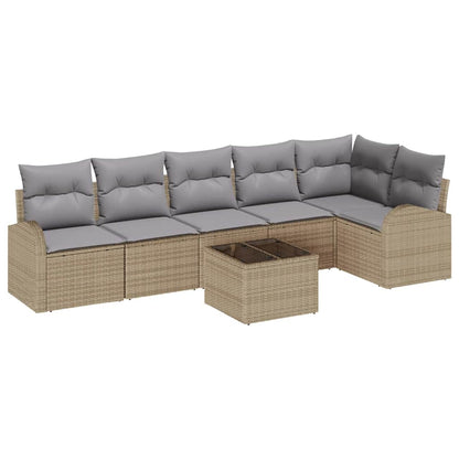 Set Divano da Giardino con cuscino 7 pcs Beige Poly Rattan | homemem39