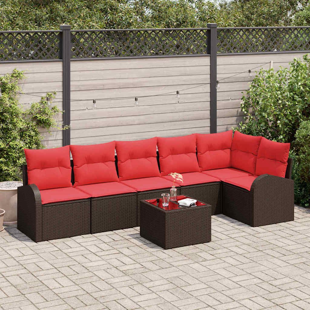 Set Divano da Giardino 7 pcs Marrone polyrattan | homemem39