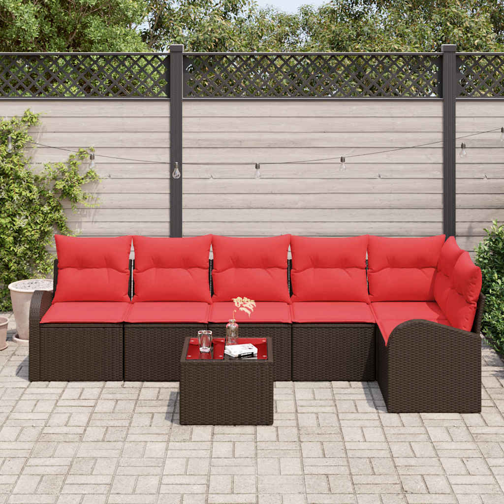 Set Divano da Giardino 7 pcs Marrone polyrattan | homemem39