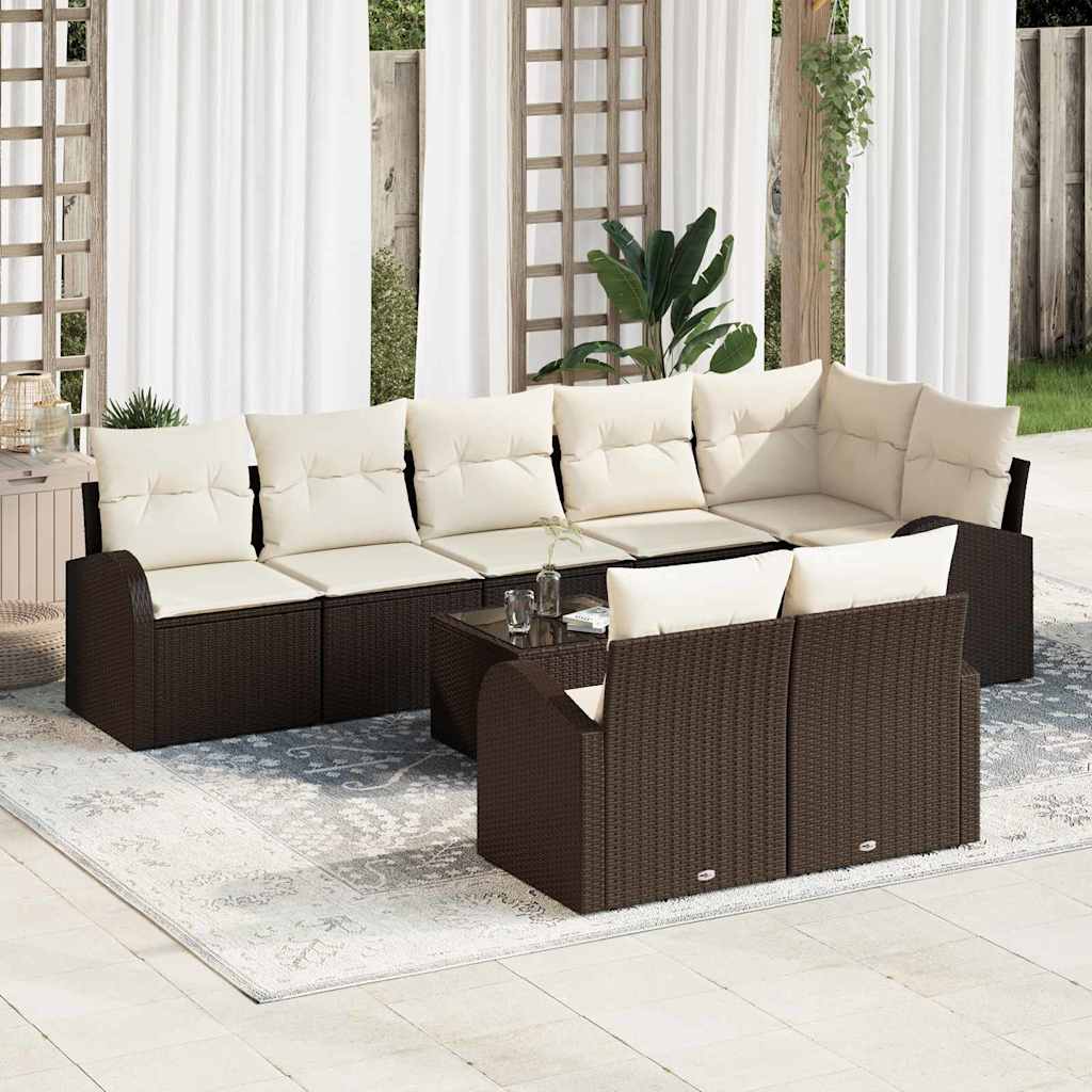 Set Divano da Giardino Marrone e Crema 55 x 55 x 37 cm