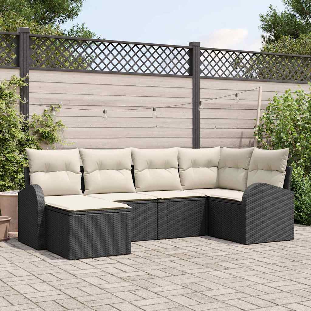 Set Divano da Giardino 6 pz Nero polyrattan | homemem39