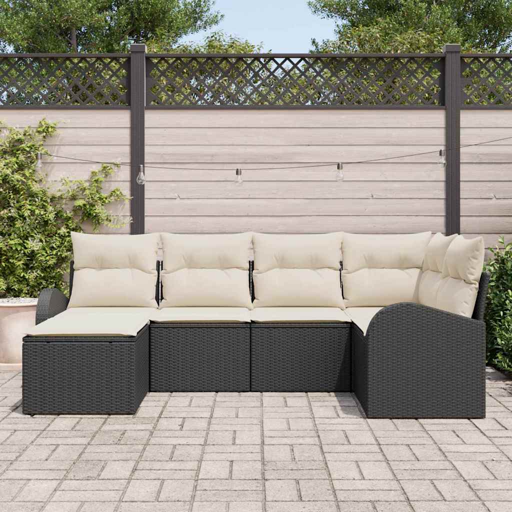 Set Divano da Giardino 6 pz Nero polyrattan | homemem39