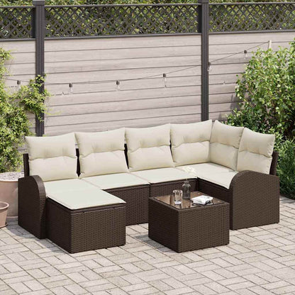 Set Divano da Giardino 7 pcs Marrone polyrattan | homemem39