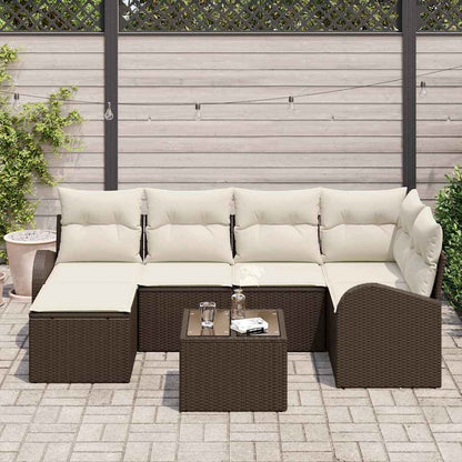 Set Divano da Giardino 7 pcs Marrone polyrattan | homemem39