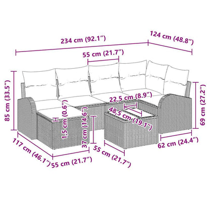 Set Divano da Giardino 7 pcs Marrone polyrattan | homemem39