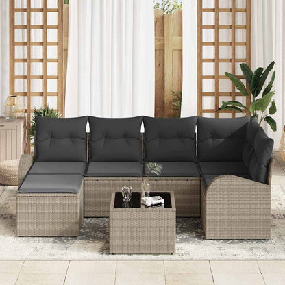 Set Divano da Giardino 7 pcs Grigio chiaro polyrattan | homemem39