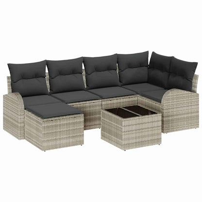 Set Divano da Giardino 7 pcs Grigio chiaro polyrattan | homemem39