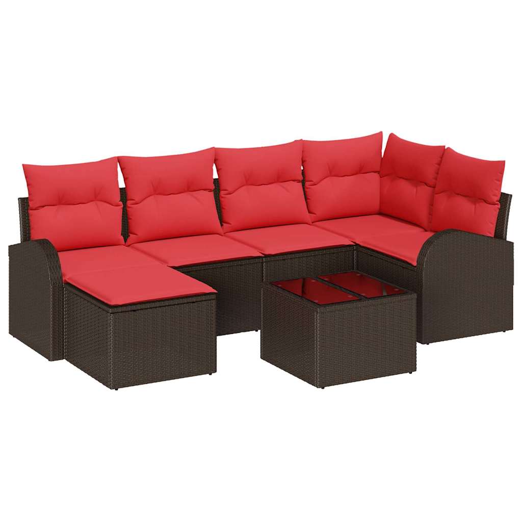 Set Divano da Giardino 7 pcs Marrone Rattan in Polipropilene | homemem39
