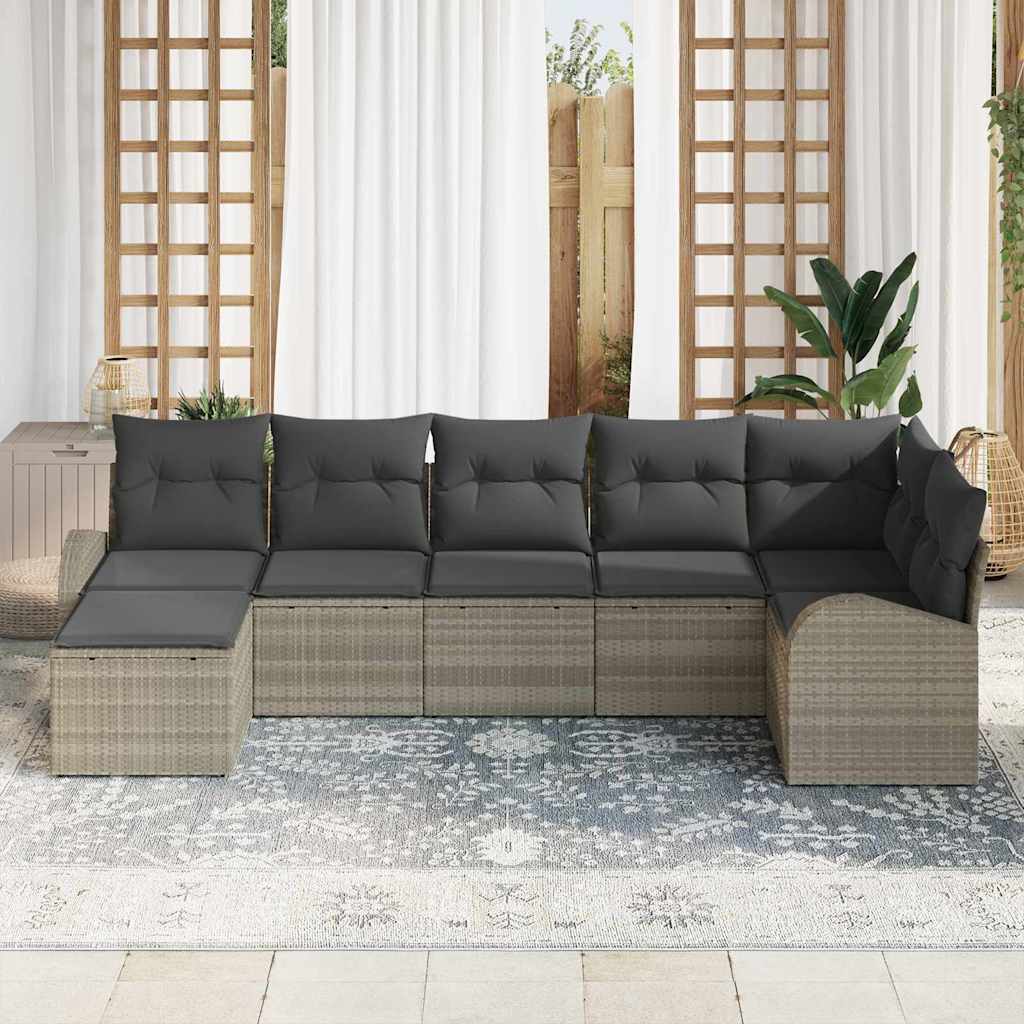 Set Divano da Giardino con cuscino 7 pcs Grigio chiaro | homemem39