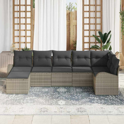 Set Divano da Giardino con cuscino 7 pcs Grigio chiaro | homemem39
