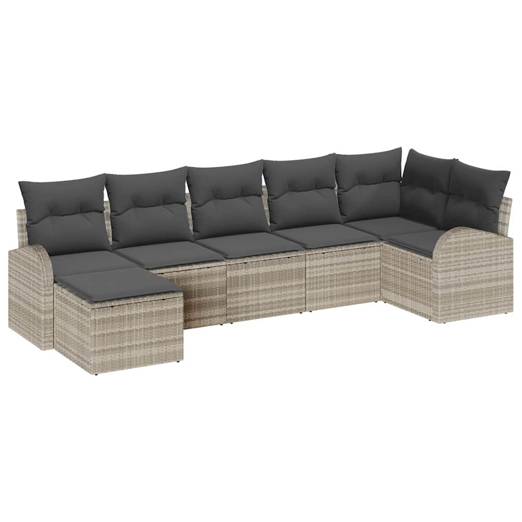 Set Divano da Giardino con cuscino 7 pcs Grigio chiaro | homemem39