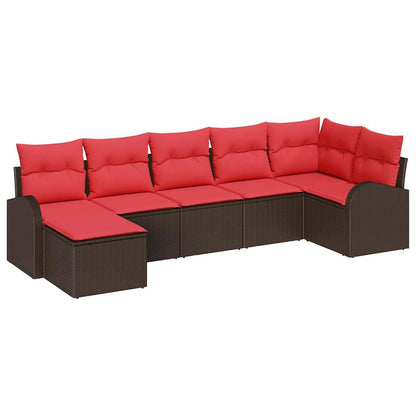 Set Divano da Giardino con cuscino 7 pcs Marrone Poly Rattan | homemem39