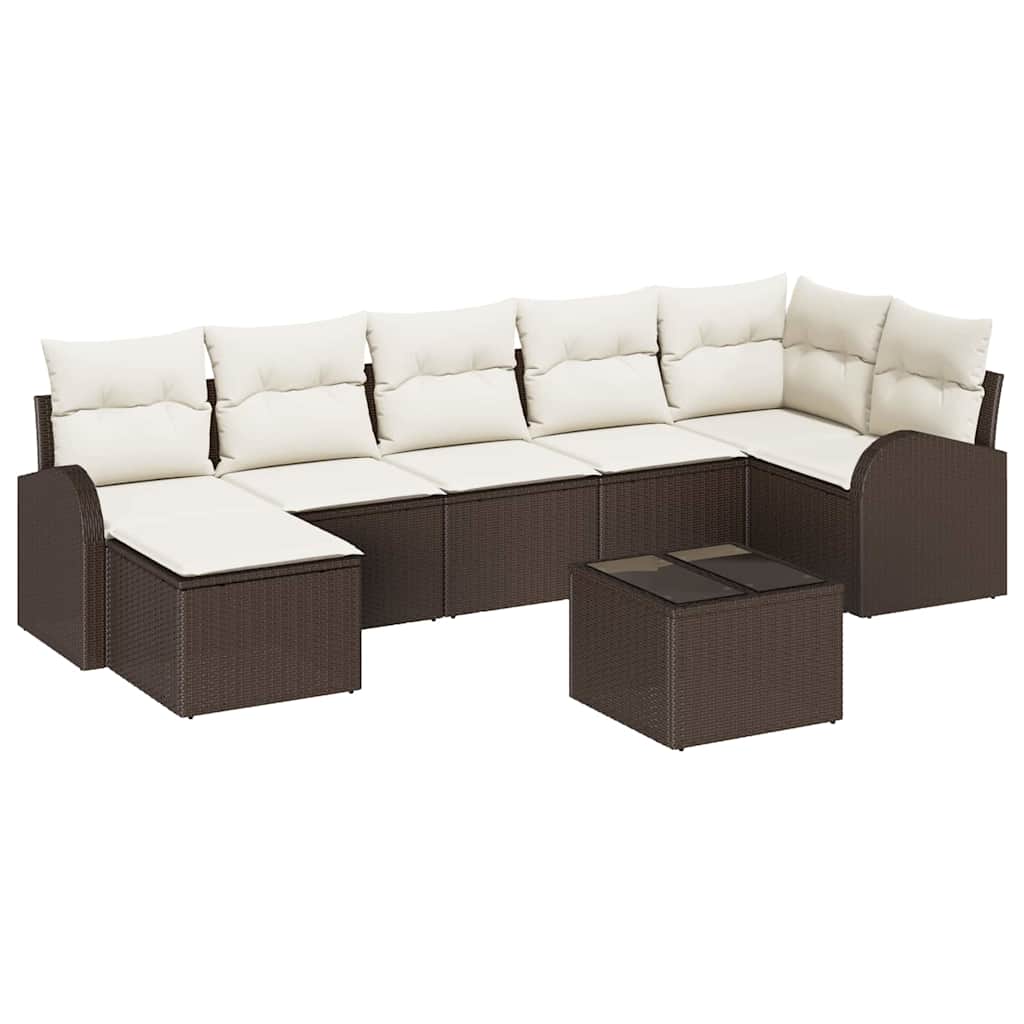 Set Divano da Giardino con cuscino 8 pcs Marrone Poly Rattan | homemem39