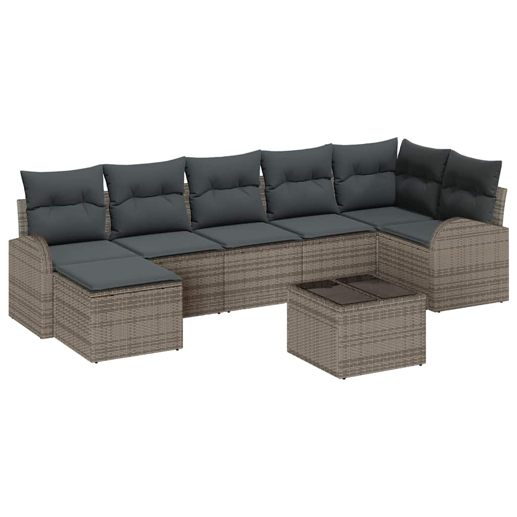 Set Divano da Giardino con cuscino 8 pcs Grigio Poly Rattan | homemem39
