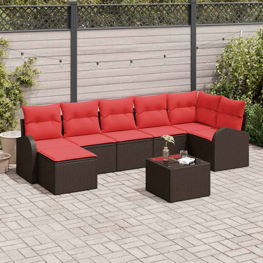 Set Divano da Giardino 8 pcs Marrone Rattan in Polipropilene | homemem39