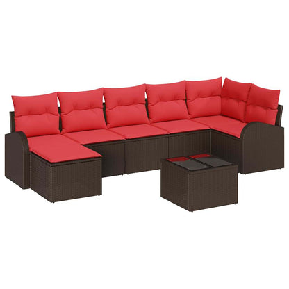 Set Divano da Giardino 8 pcs Marrone Rattan in Polipropilene | homemem39