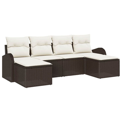 Set Divano da Giardino 6 pcs Marrone Rattan in Polipropilene | homemem39