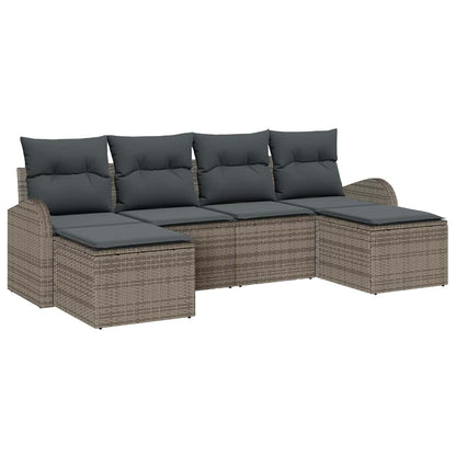 Set Divano da Giardino 6 pcs Grigio Rattan in Polipropilene | homemem39