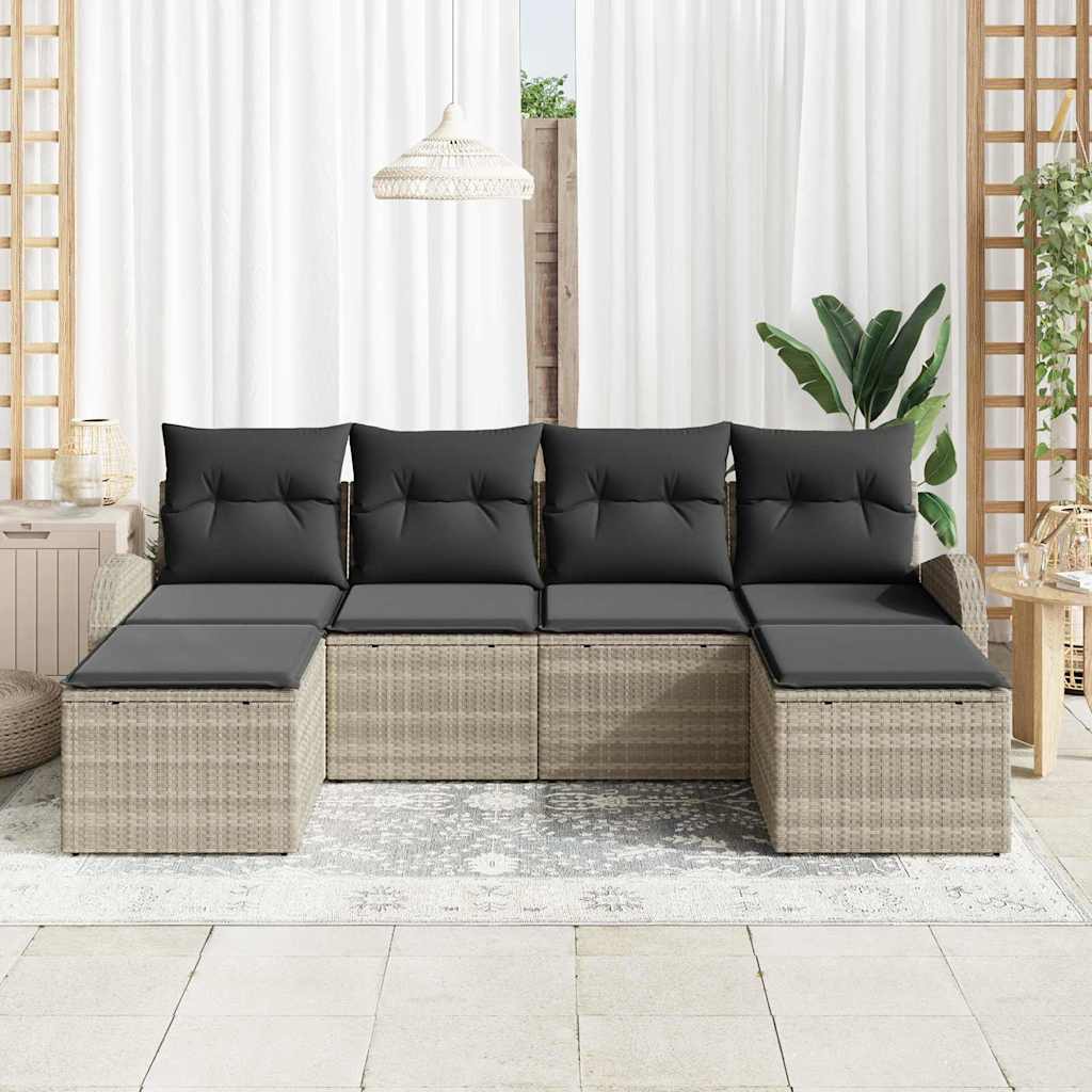 Set Divano da Giardino con cuscino 6 pcs Grigio chiaro | homemem39