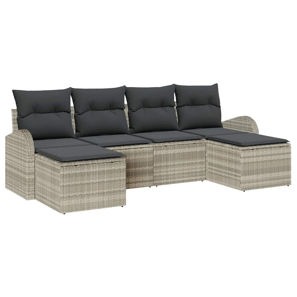 Set Divano da Giardino con cuscino 6 pcs Grigio chiaro | homemem39